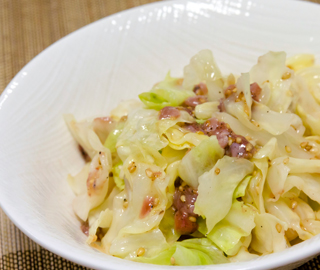 Microwaved Cabbage with tossed in Shuto
