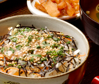 Japanese Squid Shiokara on top of Rice