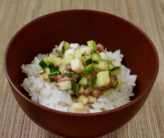 Refreshing vegetables and Shuto on Rice